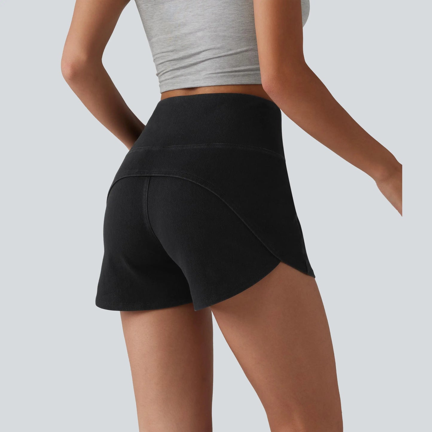 【Creator’S Pick】Halara Flex High Waisted Tummy Control Curved Hem Skinny Denim Casual Shorts with Pockets